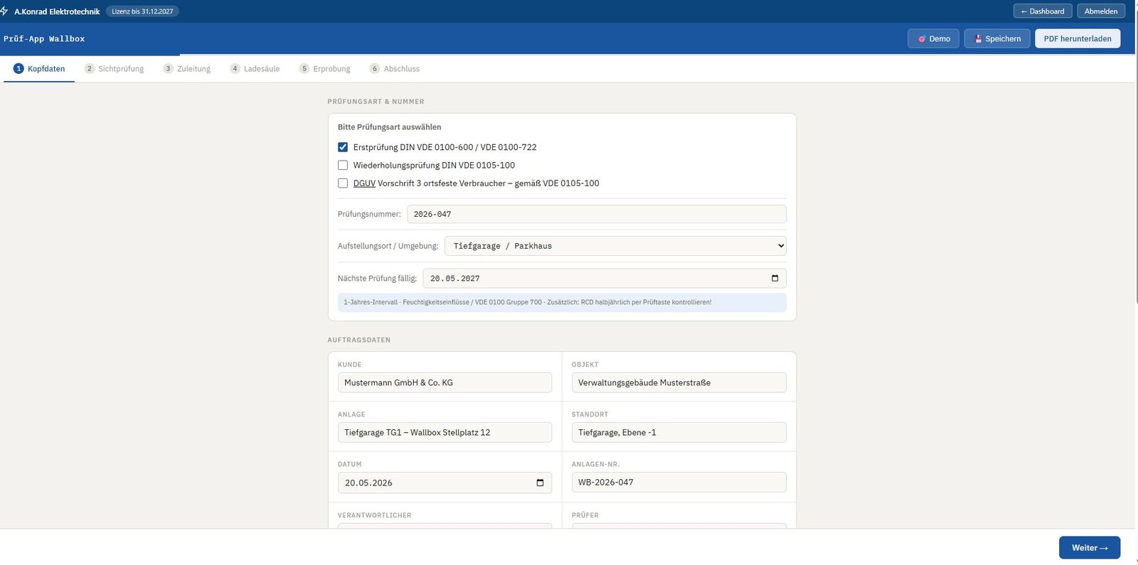 Prüf-App Wallbox